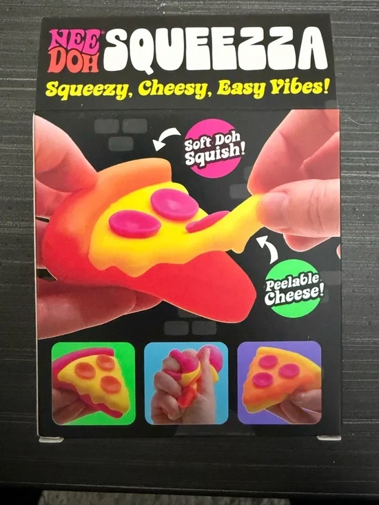 Nee Doh Squeezzza Pizza Plush Squeeze Toy - Yellow & Pink - Picture 2 of 2